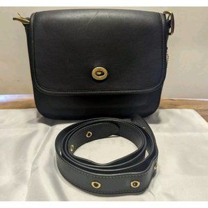 coach originals glovetanned rambler leather black shoulder crossbody  89127